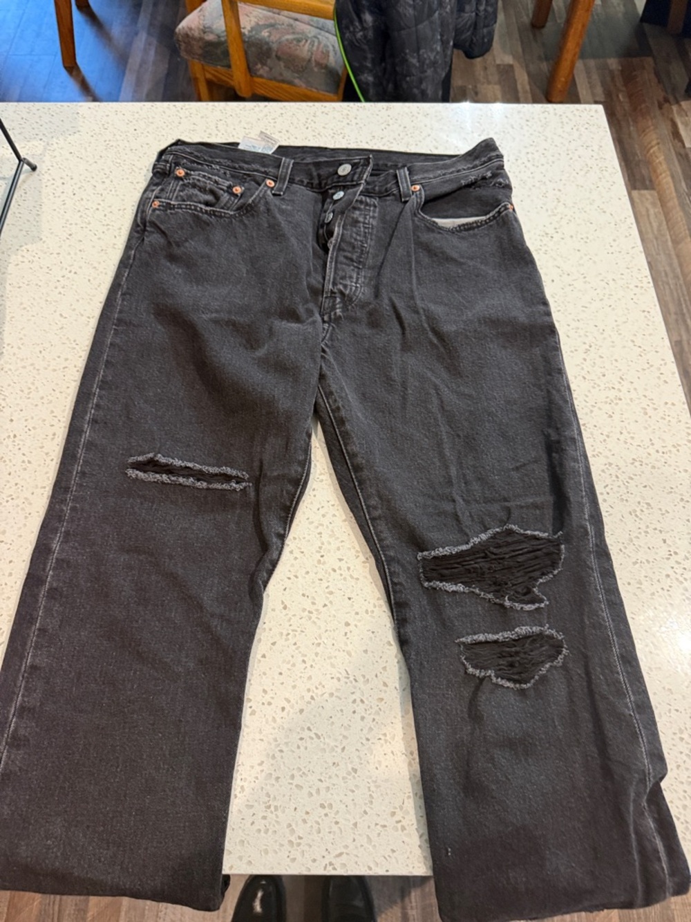 Levi's Black Bootcut Jeans with Distressed Details